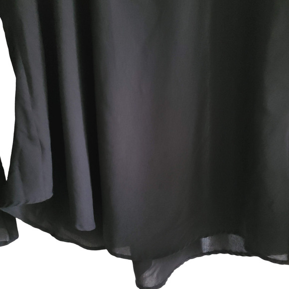 LOVERS + FRIENDS Black Bell Sleeve Cold Shoulder Top Blouse Scoop Neck Large - Picture 9 of 12